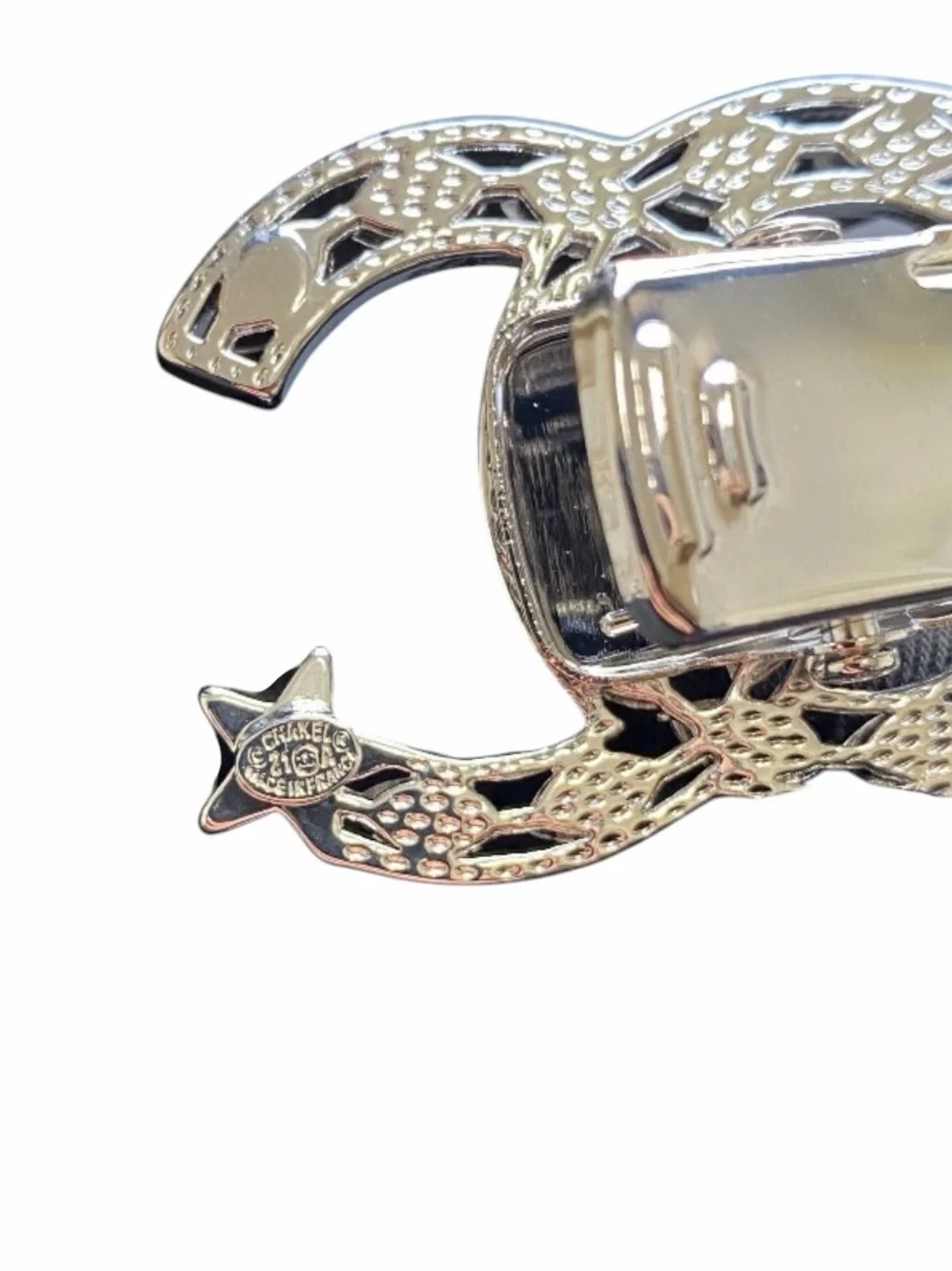 Double C Star ⭐️ Fall Hair Clip Barrette With Crystal Accents set in Silver Tone